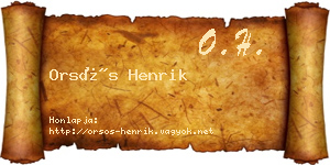 Orsós Henrik névjegykártya