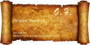 Orsós Henrik névjegykártya
